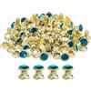 QUARKZMAN 80 Pcs Rivetti Verde Scuro Con Cristalli, 6mm/0.24 Rivetti Per Lavorazione Pelle, Rivetti Cristallo, Doppio Cappuccio Metallico Con Cristalli Per Fai Da Te, Borse, Cornice Oro