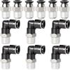 TAILONZ PNEUMATIC Raccordi a gomito e diritti combinati 6MM OD tubo x 3/8 di pollice filettatura BSP da collegare PC6-03+PL6-03(confezione da 12)