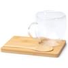 Tazza in vetro borosilicato in set con sottobicchiere e cucchiaio BLUMON personalizzate o neutre