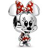 PANDORA Disney Ciondolo con Minnie in argento 9 con smalto rosso e nero