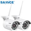 SANNCE Telecamere IP SANNCE 2PCS 3MP WIFI con Smart IR P2P rete esterna resistente alle intemperie Bullet EXIR visione notturna Kit telecamera di allarme e-mail -