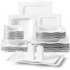MALACASA Set di stoviglie quadrate Set di piatti e ciotole in porcellana bianca da 28 pezzi Set da pranzo per sale, pepe, insalata, pasta, ciotole - 28-piece