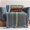 DUTRIEUX Coperta lavorata a mano in acrilico al 100% con nappa Coperta estiva Divano letto Viaggio Coperta morbida e confortevole bohémien chic traspirante - Blue