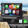 Hippcron CarPlay Android Auto Autoradio Lettore video multimediale Touch screen portatile da 7 pollici con USB AUX per telecamera posteriore