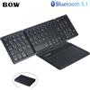B．O．W Tastiera Bluetooth pieghevole BOW con tastiera pieghevole tascabile touchpad per tastiera ricaricabile wireless tablet telefono portatile - Black