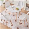 EGOONM Tavolo da pranzo rotondo nordico e set di 4 sedie da pranzo con cuscino in PU per sala da pranzo, cucina, ristorante, balcone, casa - Khaki Dining Sets