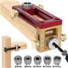 FNICEL Guida per trapano 2 in 1 Maschera per tasselli Armadietto per letto Localizzatore di punzoni per viti Set di punte per fori per la lavorazione del legno Dispositivo per pin da 6/8/10/12/15 mm a 5 fori - SET A