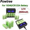 Powtree 3.7V 2800Mah Li-Ion 16340 Batteria Cr123A Batterie ricaricabili Cr123 per penna laser Torcia a LED cellulare, telecamera di sicurezza - 4battery