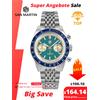 San Martin Nuovo cronografo VK64 Orologio al quarzo Design originale 39,5 mm Orologio sportivo da uomo d'affari Orologio impermeabile 100 m SN0116 - Orange Bracelet