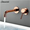 Smesiteli Bagno Separato Rubinetto Del Bacino Lucidato in Oro Rosa a Scomparsa Doppio Foro Singolo Maniglia in Ottone Vasca da Bagno Rubinetto - PC-210mm