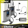 BOMGE Doppio sistema microfonico wireless Cuffie con microfono/microfono da basamento/microfono da bavero con trasmettitore e ricevitore Bodypack ricaricabili - BG-111U