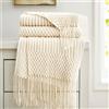 Coperte da tiro Boho bianche Coperte lavorate a maglia grandi strutturate Copriletto di lusso vintage grosso Coperta Manta Para Divano - DX khaki