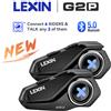 Lexin Cuffie Bluetooth per casco interfono moto Lexin G2P, comunicatore vivavoce fino a 6 ciclisti interfono con radio FM