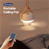 kinscoter Ventilatore da campeggio esterno, ventilatore da soffitto a baldacchino per tenda, ventilatore circolatore multifunzionale Dispositivo di raffreddamento dell'aria Luci a LED Illuminazione telecomando - White 7200mAh