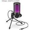 AmpliGame by FIFINE Microfono da gioco USB RGB con muto touch leggero, microfono a condensatore con treppiede per PC, PS4/5, laptop Streaming-A2 - A2