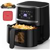 acekool Forno tostapane con friggitrice ad aria con display digitale da 5 litri combinato con 8 preimpostazioni di cottura Fornello senza olio, finestra visibile, cestello lavabile in lavastoviglie -
