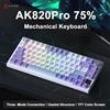 Ajazz Tastiera meccanica da gioco AJAZZ AK820 / AK820Pro 75% 82 tasti Tastiera da gioco wireless monomodale/Bluetooth cablata per PC portatile - Wired White