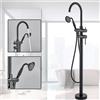 MYQualife Rubinetto per vasca da bagno cromato montato a pavimento rubinetto per vasca da bagno autoportante con doccetta rubinetto per vasca a leva singola - Black B