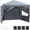 Outdoor Pavilion 3x3m Picnic tenda da campeggio Gazebo da giardino tenda da festa con 4 pannelli laterali parasole tende con struttura robusta per eventi - grey