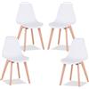 EGOONM Set di 4 sedie da pranzo medievali nordiche con gambe in legno massello per soggiorno sala da pranzo studio camera da letto (bianco/nero/grigio) - White