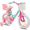 JOYSTAR Bici per ragazze JOYSTAR per bambini di 2-9 anni, 12 14 16 bici per bambini da 18 pollici con ruote da allenamento, stelle filanti, cestino e seggiolino per bambole - Purple