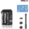 CYCLAMI Pompa Elettrica Portatile CYCLAMI A2S in Lega, 120PSI 500mAh, Mini Compressore d'Aria Veloce per Pneumatici Strada, MTB, Schrader, Presta
