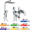 MYQualife Rubinetto per doccia in ottone cromato Set rubinetto per vasca a pioggia con ripiano per bagno 4 funzioni regolazione dell'altezza miscelatore per doccia gru Fast Delivey - Chrome 3way 10inch