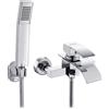 Rubinetto per vasca con doccetta, rubinetto per vasca, con deragliatore, rubinetto per bagno con una sola mano, con tubo doccia da 1,5 m per bagno e doccia, cromato -