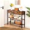 HOOBRO Consolle Tavolo da ingresso stretto con 2 cassetti e 2 ripiani Tavolo da divano da ingresso per soggiorno Corridoio industriale - Rustic Brown