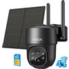 XEGA Telecamera di sorveglianza Xega 4G LTE con SIM, telecamera wireless PTZ 2K 3mp visione notturna a 3 colori/IR, rilevamento PIR -