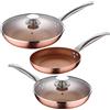 Set di 3 padelle San Ignacio Optimum in rame 20/24/28cm (2 con coperchio) - Alluminio pressato antiaderente - Adatto per induzione