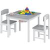 WOLTU 1SET Sedie da tavolo per bambini Scrivania da studio per l'apprendimento della scrittura per bambini con piastra di base a blocchi Contenitore superiore reversibile per ragazzi e ragazze - Grey
