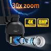 N_eye Telecamera WiFi PTZ da 8 MP 4K HD per esterni Zoom 30X Telecamera per emisfero veloce AI Tracciamento automatico Visione notturna Audio Videocamera CCTV -