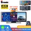 srnubi 10.26" 4K Car Dvr Carplay Android Auto GPS 5G WIFI FM BT Dash Cam 360 ° Registratore di azionamento per telecamera per camion Dashcam a doppia lente con rotazione -