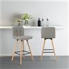WOLTU 2 pezzi/set sgabello da bar con schienale sedile in lino cucina sgabello alto tè caffè sala da pranzo ristorante sedie da bar mobili da bar per la casa - Grigio chiaro