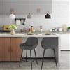 WOLTU 2 PZ/SET Sgabelli da Bar di Design Sedie da Bar Sgabello da Bistrò in Velluto con Braccioli Schienale Poggiapiedi per la Sala Ricevimento del Caffè di Casa - Grigio scuro