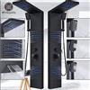 MYQualife Pannello doccia a LED nero opaco Set di rubinetti per doccia a pioggia a cascata SPA Massaggio per vasca da bagno Colonna per doccia Miscelatore a doppia maniglia Torre - 6004 Matte Black