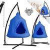 Amaca sospesa X-Stand con tenda per albero, tenda da gioco Supporto per sedia a dondolo in metallo per interni Cestino per uova da esterno Sedile da patio con supporto - Blue