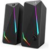REDRAGON Altoparlanti da tavolo Redragon GS510 Waltz RGB, altoparlante stereo per computer PC a 2.0 canali con 4 modalità di retroilluminazione a LED colorate, migliorato - Black