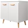 WOLTU Mobiletto da bagno con piedini Pratico portaoggetti sotto il lavandino 60x40x60,5 cm Mobile da toilette da terra - BIANCO