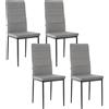 WOLTU 4 pezzi/set sedia da pranzo moderna sedia da cucina in velluto con schienale alto imbottito gambe in metallo per soggiorno camera da letto - leather white