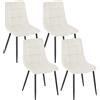 WOLTU 4 pezzi/set sedie da pranzo accento sedie da cucina ergonomiche sedia per il tempo libero imbottita in velluto con schienale regolabile - cream