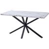 EGOONM Tavolo da pranzo rettangolare da cucina con piano in finto marmo, sala da pranzo, ristorante, tavolo da isola per 4~6 posti 140x80 cm - WHite