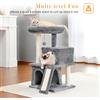 PEQULTI Piccola torre per albero per gatti con tiragraffi, due grandi condomini, tiragraffi per gatti per interni, letto per gattini, accessori per gatti - AMT0140GY-LF
