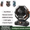 SKYTOO Ventilatore da campeggio con batteria da 20000 mAh con lanterna a 4 LED Ventilatore da tavolo a 8 velocità Ventilatore da esterno portatile per tenda da campeggio all'aperto e pesca