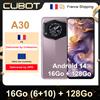 Cubot Smartphone Cubot A30 4G 16 GB (6 GB + 10 GB) 128 GB 90 Hz Display da 6,745 pollici 5100 mAh Fotocamera da 48 MP Face ID Android 14 - Black
