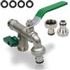 Accessori per serbatoi Adattatore per serbatoio a doppia connessione Rubinetto con uscita a sfera, Rubinetto da giardino da 1/2", Valvola a sfera per tonnellate generali Valvola per rubinetto in -