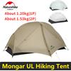 Naturehike Tenda da trekking Naturehike Mongar UL per 1 2 persone Tenda da campeggio da viaggio per zaino in spalla ultraleggera impermeabile in nylon 15D a doppio strato - Gray 1 Person