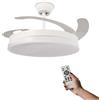 Ventilatore da soffitto con luce LED da 36 W in 3 temperature di luce con telecomando - Motore DC efficiente e silenzioso, 3 paralumi, pale pieghevoli retrattili, 6 velocità, telecomando, memoria, -