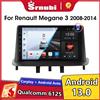Srnubi 2 Din Android 13 Autoradio Riproduzione multimediale per Renault Megane 3 Fluence Samsung SM3 2008 - 2014 Wireless Carplay DSP 48EQ - T3L plus-MIC-Fan